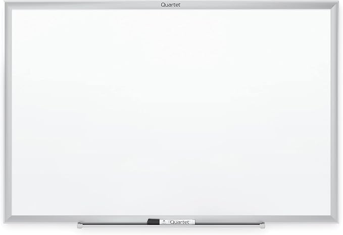 Quartet Dry Erase White Board 36"W x 24"H Non-Magnetic Whiteboard, Total Erase, Silver Aluminum Frame (S533)
