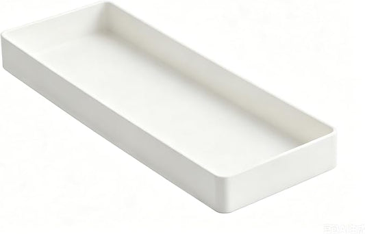 Amazon Basics Rectangular Plastic Desk Organizer, Half Accessory Tray for Office Supplies and Workspace Organization, 9.4" x 3.3" x 1", White