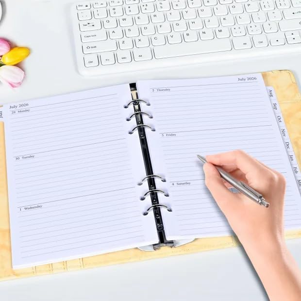 2026-2027 Weekly & Monthly Planner Refill, A5 Medium Planner Inserts for 6 Holes, 5.5"x8.5", July 2026 - June 2027, 12 Monthly Calendars with Laminated Tabs, 6-Hole Punched