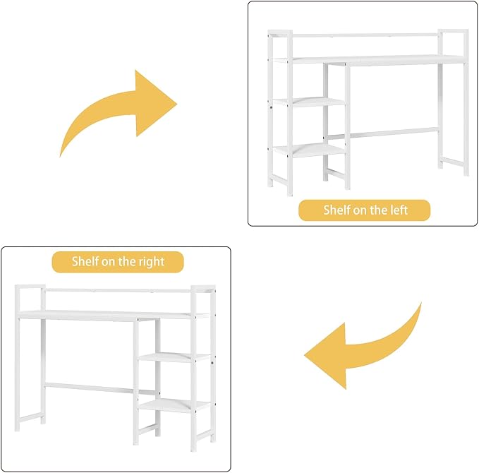 38.6" Book Shelf with 3 Tier Open Shelves Bookshelf and Desk Shelf to Combined for Computer Desks, Desk Hutch for Top of Desk, Bookcase for Dorm or Office, Adjustable Desktop Shelfs, White
