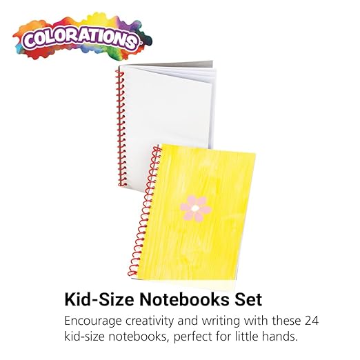 Colorations® Small Kid-Size Blank Journal, Ready For Sketching, Writing, Journaling, Writing Notebooks, Each 7 x 5", Set of 24, Travel Ready Notebooks, Ideal for Students Journaling Their Days