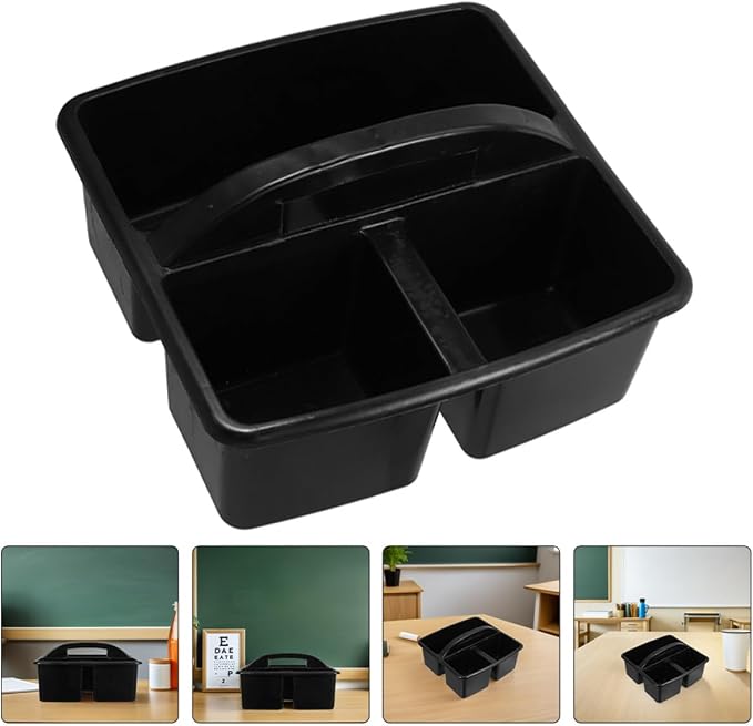 PRETYZOOM 2pcs Plastic Classroom Storage Caddy Tote with Handle, Compartment Organizer Basket for Stationery, Art Supplies, and Craft Tools, Portable Desk Storage and Teachers