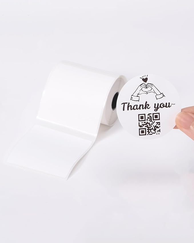 Phomemo Thermal Labels 1.96"x1.96"(50x50mm) for M110/M220/M100/M120/M250/M150, Multi-Purpose Self-Adhesive Tag for Barcode/Address/Logo/Mailing/Business/Home Tag,Black on White, 140 Labels/Roll
