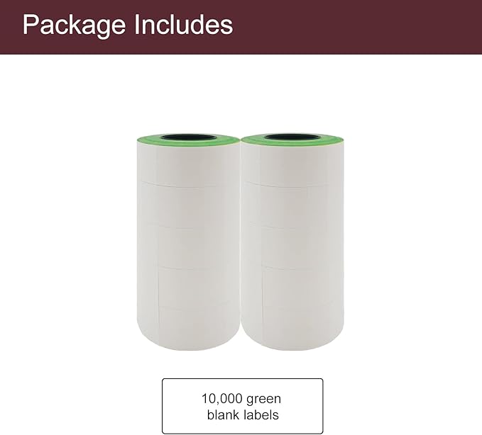 Motex 2 Line Blank Labels - 10,000 Green Blank Price and Date Gun Labels, Fits MX-2316