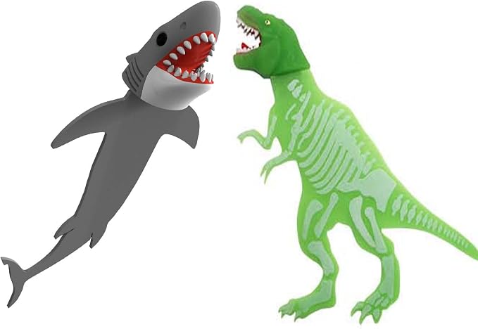 3D Cartoon Animal Book Marks，Funny Cute Pretty Unique Bookmark for Kids, Boys, Girls, Students and Reading Lovers (Luminous Dinosaur+Shark)