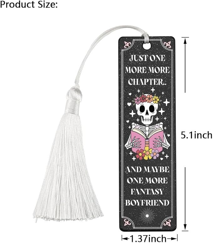 Fantasy Reading Bookmark, Sweet Gift for Book Lovers, Thoughtful Present for Fantasy Novel Fans, Reader Appreciation Gift, Unique Skull & Book Design Bookmark, WCB27