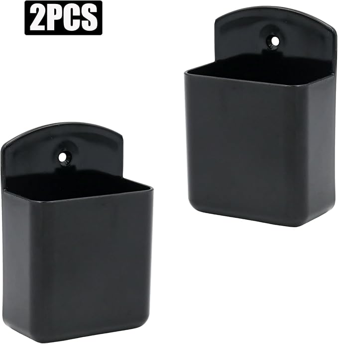 2 Pcs Black Adhesive Remote Control Holders, Wall Mount TV Controller Holder Remote Organizer, Wall Mount Pen Holder Desk Accessories for Home/Office/School