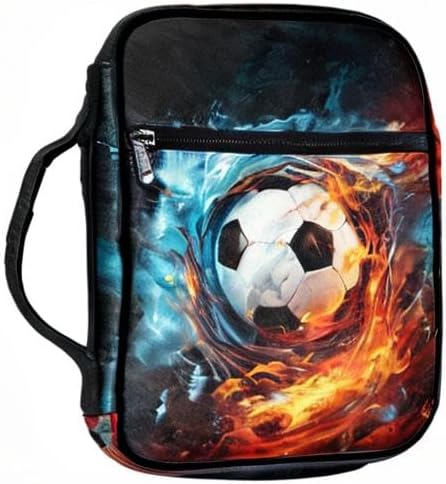Coldinair Soccer Print Bible Cover with Handle - Polyester Bible Bag Journal Case for Men and Women