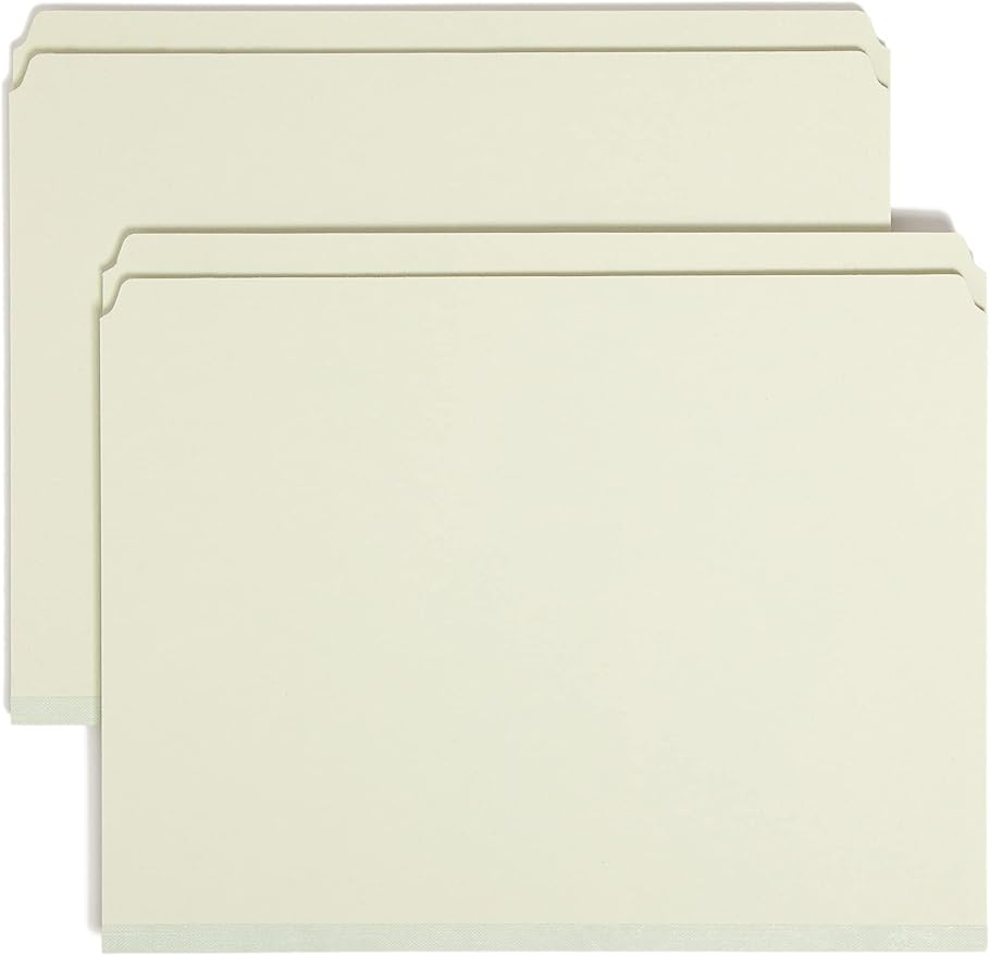 Smead Pressboard File Folder, Straight-Cut Tab, 1" Expansion, Letter Size, Gray/Green, 25 per Box (13200)