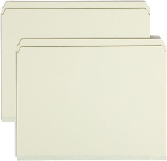 Smead Pressboard File Folder, Straight-Cut Tab, 1" Expansion, Letter Size, Gray/Green, 25 per Box (13200)