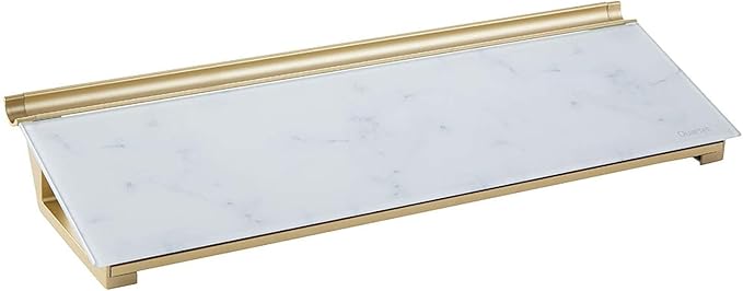 Quartet Glass Dry Erase White Board 18"W x 6"H, Compact Desktop Whiteboard with Storage Drawer, Marble (GDP186M)