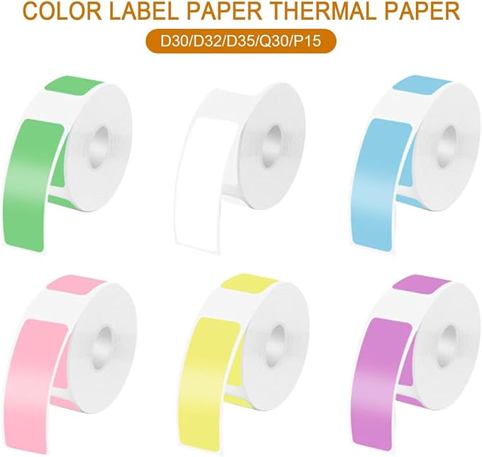 6 Rolls Label Tape for D30 Labels, Sticker Thermal Paper Self-Adhesive, 12 x 40 mm (0.47 x 1.57 Inch) 160 Tapes/Roll, Print Master Labels Refill Name Label for School Office Items