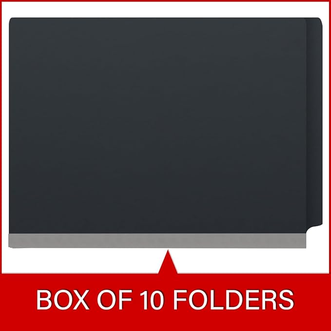 Pressboard Classification Folders, Full Cut End Tab, Letter Size, 1 Divider, Black (Box of 10)