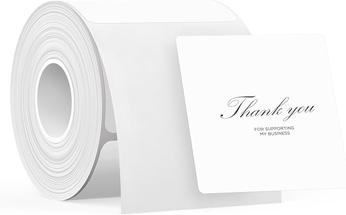 SUPVAN T50M Series Label Maker Tape, 1.96" × 1.96" (50mm × 50mm) 150 Labels/Roll Genuine Laminated Thermal Label Tape Refill, Waterproof Oilproof Highly Adhesive Auto Detect Labels, White