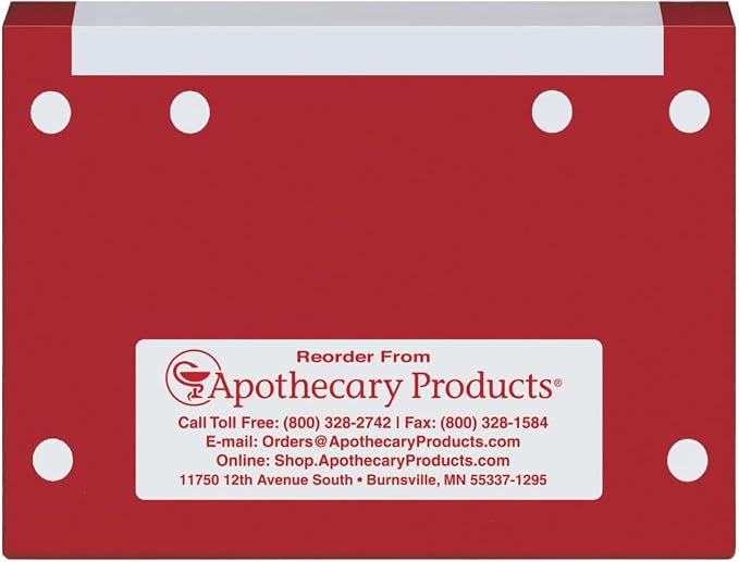 Apothecary Products RX Folder III Double-Fold, Prescription File Folders, Medical Pharmacy Patient Chart Organizer, Durable Healthcare Document Storage, Red, 100 Count