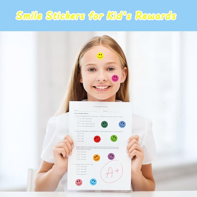 6000 Pcs Smiley Face Stickers, 50 Sheets Small Happy Face Sticker 10 Colors Mini Face Sticker Round Colorful Reward Stickers for Kids Classroom Behavior Chart Decals for Students Teachers Supplies