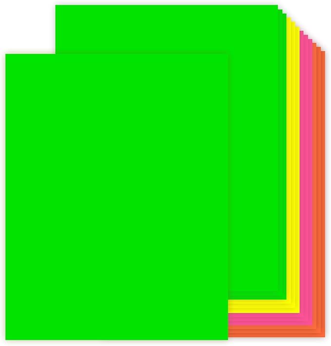 24 Sheets Neon Poster Board 11 x 14 Inches,10 Pt. Thickness Fluorescent Colored Poster Board,Double Sided Pink Green Orange Yellow,for Crafts, Signs, School Projects, Party Decorations(11 x 14 Inches)