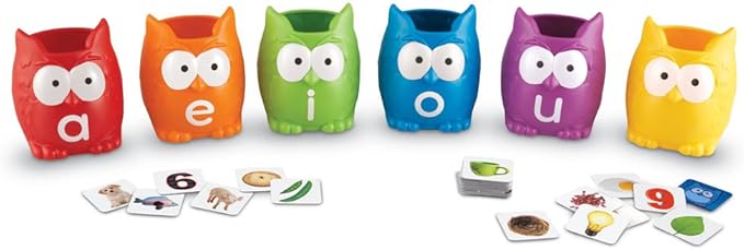 Learning Resources Vowel Owls Sorting Set - Phonics Games for Kids, Vowel Sounds, Toddlers Vocabulary Building, ABC Word Game, Reading skills Toys, Learn to Read, Gifts for Boys and Girls