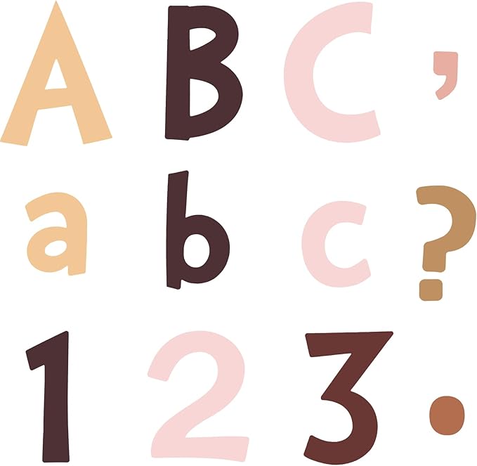 Tenare 268 Pcs Large Bulletin Board Letters 5 Inch Alphabet Combo Set, Chalkboard Poster Letters Cutouts for Board Display Craft Home Wall Decor(Boho Color)