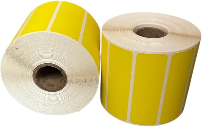 Labels and More Yellow 3x1 Inch Direct Thermal Labels 1" Core Self Adhesive No Ribbon Required 6 Rolls 7800 Total Labels Compatible with Desktop Zebra Printers