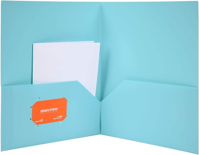 Mintra Office Poly Pocket Folders (Assorted, 8pk) - Plastic, Heavy Duty, 2 Pockets, Durable, 8 Pack
