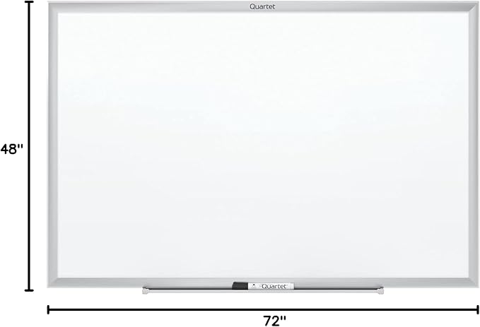 Quartet Dry Erase White Board 72"W x 48"H Magnetic Whiteboard, Nano-Clean, Silver Aluminum Frame (SM537)