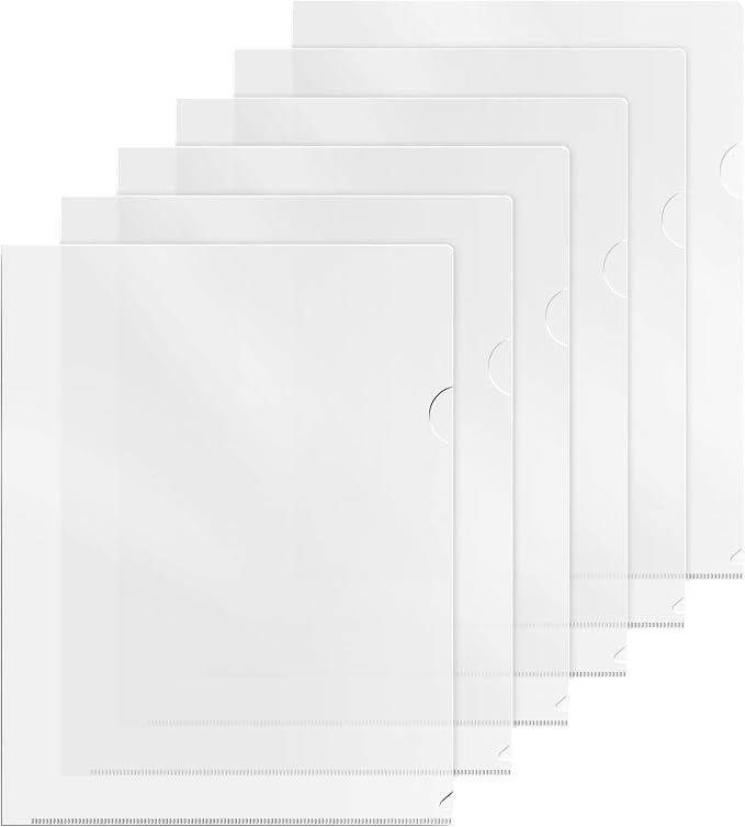 Dunwell Clear Folders for Documents, Plastic 8.5x11 File Sleeves for Document Protection, Filing, Storage, Organization (60 Pack) Transparent Folders with Pockets, Durable Letter Size Document Holder