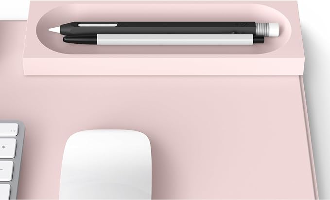 elago Smart Magnetic Desk Mat Pencil Tray – Soft Silicone Organizer for Office Supplies, AirPods, Glasses, Pens – Noise-Free, Non-Slip, Washable, Item for Desk Management [Medium] (Lovely Pink)