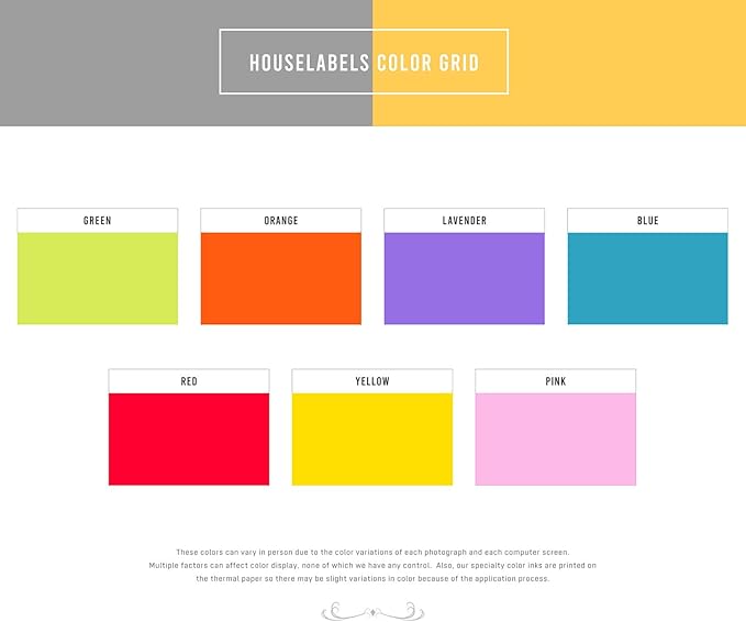 HOUSELABELS 2.25" x 1.25" Red, Blue, Yellow, Green, Orange, Lavender, Pink Address Labels on 1" Core Compatible with Zebra and Rollo Printers, 49 Rolls / 1,000 Labels per Roll