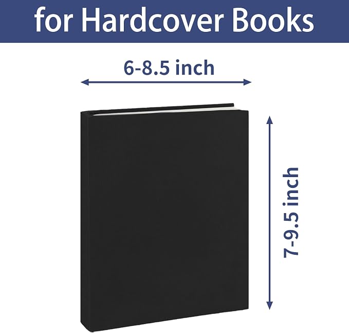 KICNIC Black Book Covers 1 Pack, 6"x9" Stretchable Book Sox Suitable for Most Hardcover Books, Up to 8.5”X9.5” Washable and Reusable Protective Cover for Textbooks