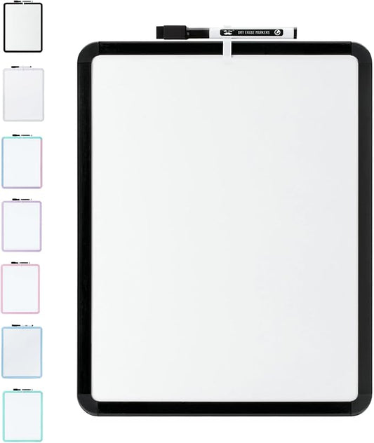 Mr. Pen- Dry Erase Board, 14” x 11” with a Black Dry Erase Marker, Black Frame, Small Mini White Board for Students, Fridge, Wall, Locker, Includes Double Sided Tapes