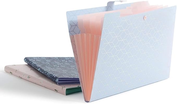 U Brands Fashion Expanding File Folder, Poly 5-Pocket Folder, Elevated Patterns, 3 Pack (3450U01-12)