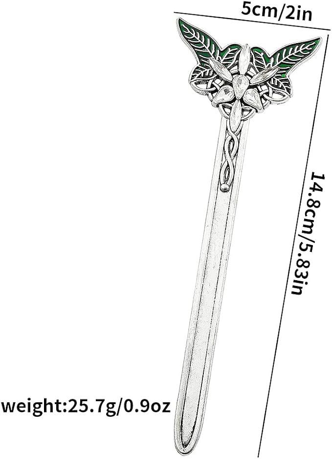Fantasy Metal Bookmarks with Elvish Leaf, Sword Charm & Evenstar Engraving, Epic Quotes Carved Jewelry for Book Lovers, Dark Academia Gifts for Readers (Silver 1943)