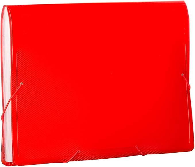 JAM PAPER Accordion Folders - 13 Pocket Plastic Expanding File - Letter Size - 9 x 13 - Red - 2/Pack