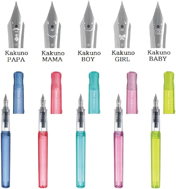 Pilot Fountain Pen Kakuno Family Series Kakuno Girl Clear Pink Medium Point FKA-1SR-KGP-M With Kanji LOVE Sticker, 5.15 x 0.59 x 0.78 in