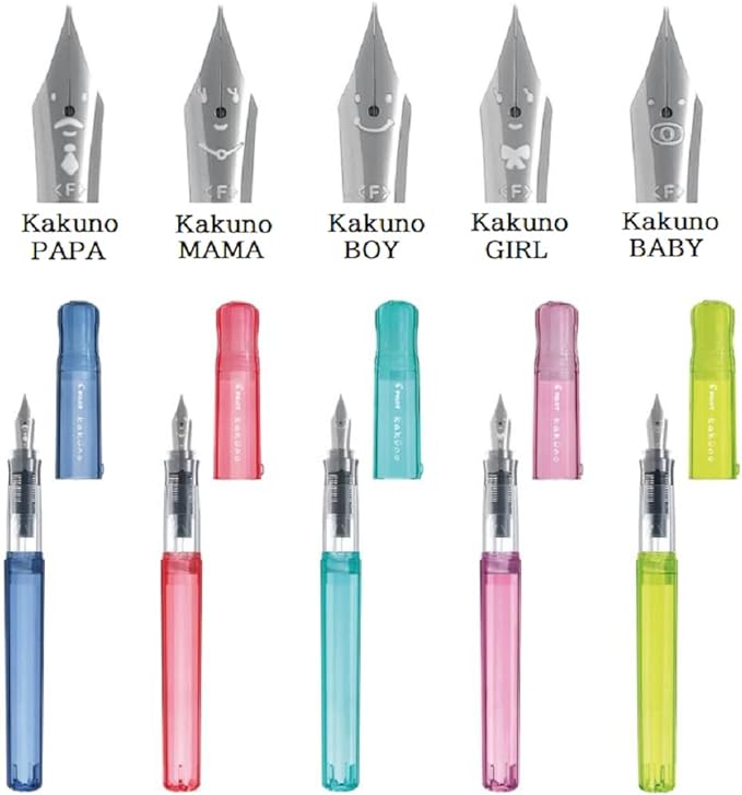 Pilot Fountain Pen Kakuno Family Series Kakuno Mama Clear Red Medium Point FKA-1SR-KMR-M With Kanji LOVE Sticker, 5.15 x 0.59 x 0.78 in