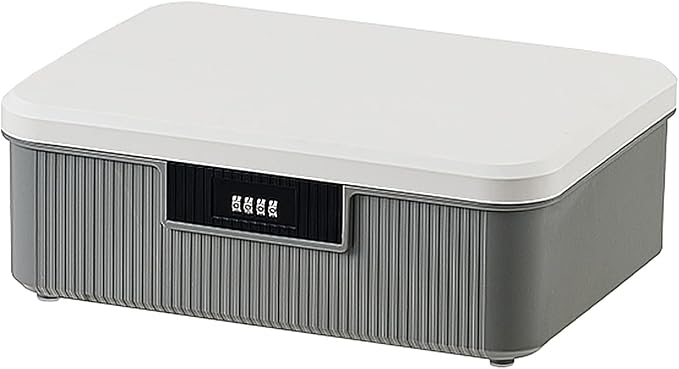 RUIAN Lockable Storage Container Bin, 4.2 Gallon Security Portable Combination Lock Plastic Box, Locked Security Box Suitable for Storing Important Items and Documents (White Gray)