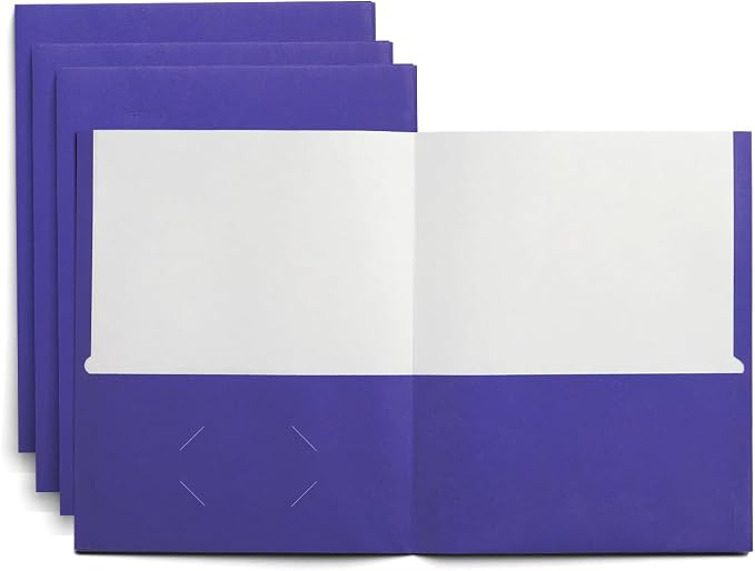 Staples 2‑Pocket Paper Folders, Indigo, Durable Letter‑Size Cardstock, Ideal for School & Office Organization, 25/Pack