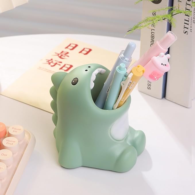 Funny Big Mouth Animals Pen Holder for Office Desk Accessories, Cute Cartoon Animals Makeup Brush Holder Pencil Cup Toothbrush Holder Vanity Organizer Kawaii Home Decor (Dinosaur)