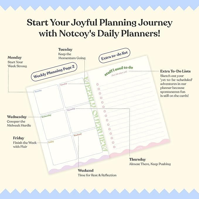Daily Planner Organizer Notebook - To Do List 6-Month Undated Daily Planner with 180 Daily & 26 Weekly Pages - Aesthetic Checklist Notebook Planner for Passion, Goal & Work