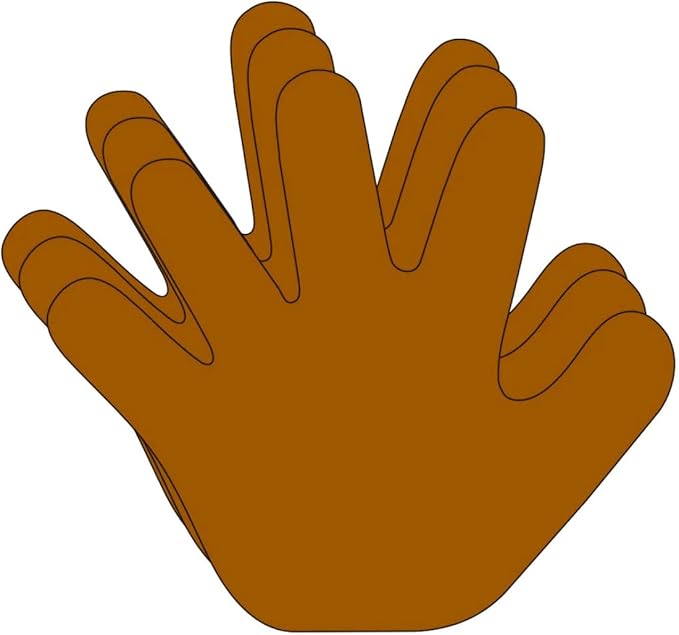 SHAPES ETC. 31 Pcs Hand Large Paper Cut-Outs 5.5in, Bulletin Board Decorations, Classroom Decor, Creative Craft Projects, All About Me, Handprint Wreath, Craft Supplies, Made in USA (Brown)