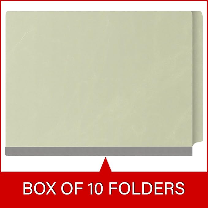 25 Pt. Pressboard Classification Folders, Full Cut End Tab, Letter Size, 2 Dividers, Light Green (Box of 10)