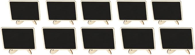 10Pcs Mini Chalkboard Signs for Food, 2.3 x 1.9in Rectangle Small Chalkboard Sign with Stand, Wooden Food Signs for Buffets, Weddings, Gatherings and Birthday Party