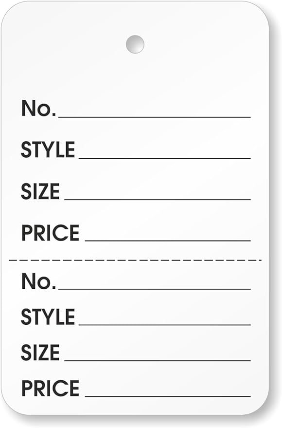 SmartSign 2.875 x 1.75 inch White Perforated Garment Tags Size - 6 | Clothing Size Style Price | 12 Point Cardstock, Pack of 1000, Made in USA