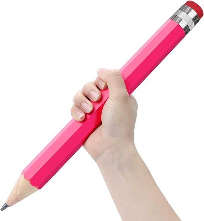 BUSHIBU Giant Pencils for Prop/Gifts/Decor - 14 Inch Jumbo Wooden Big Novelty Pencil with Cap for Schools and Homes (Pink)