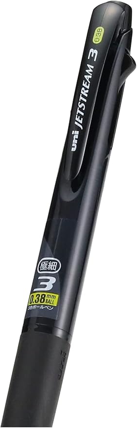 Uni Ballpoint Pen Jetstream 3 Color Black, Red, Blue Ink 0.38mm, Transparent Black (SXE340038T.24)
