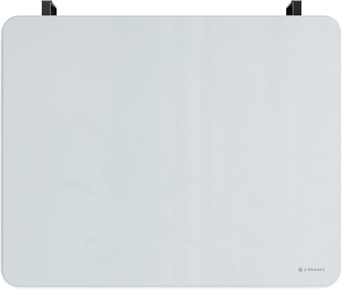 U Brands Magnetic Cubicle/Wall Glass Dry-Erase Board, 16" x 20" Inches, White Frosted Surface, Frameless