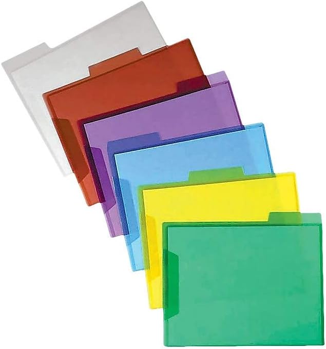 Staples Translucent Poly File Folders, Letter Size, Assorted Colors, Durable Poly Material, 6/Pack