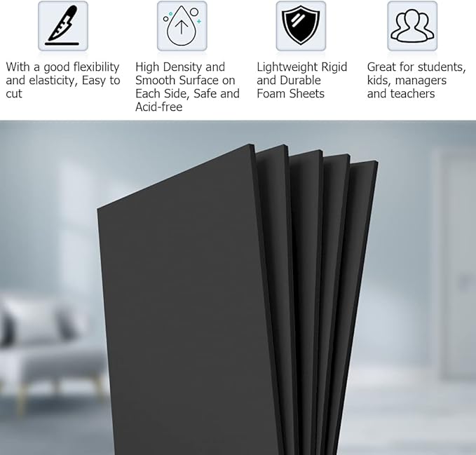 11.75x16.5 inch Black Foam Board 16Pcs A3 Black Poster Board 3/16" Thick Foam Core Backing Board Black Mat Boards for Projects Art Presentations Crafts Display Favors