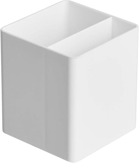 Amazon Basics Plastic Desk Organizer Pen Cup White | Holds Pens/Pencils
